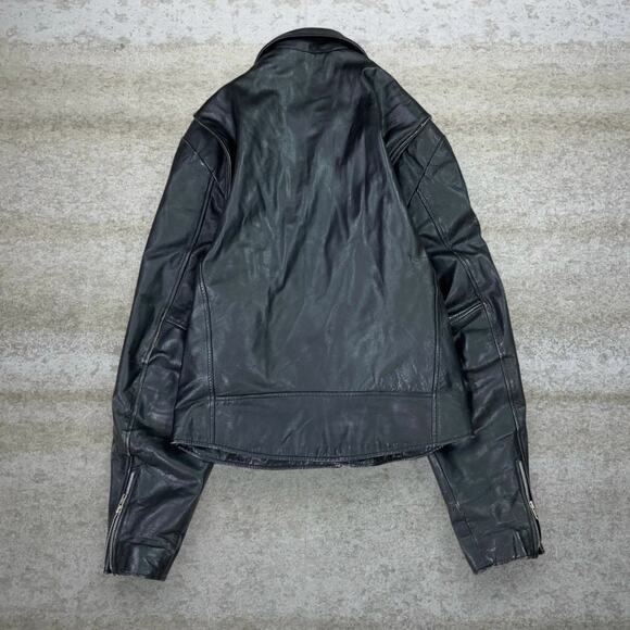 Vintage Street Legal Genuine Leather Jacket Jet Black Insulated Full Zip 90s - Picture 2 of 8